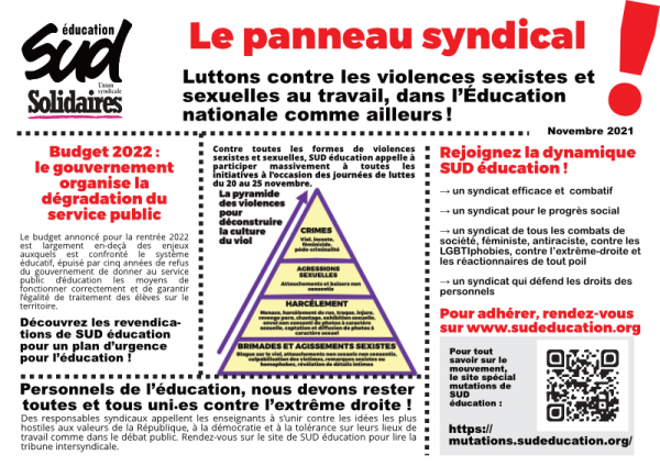 Le Panneau Syndical De Sud éducation Novembre 2021 Sud éducation 8896