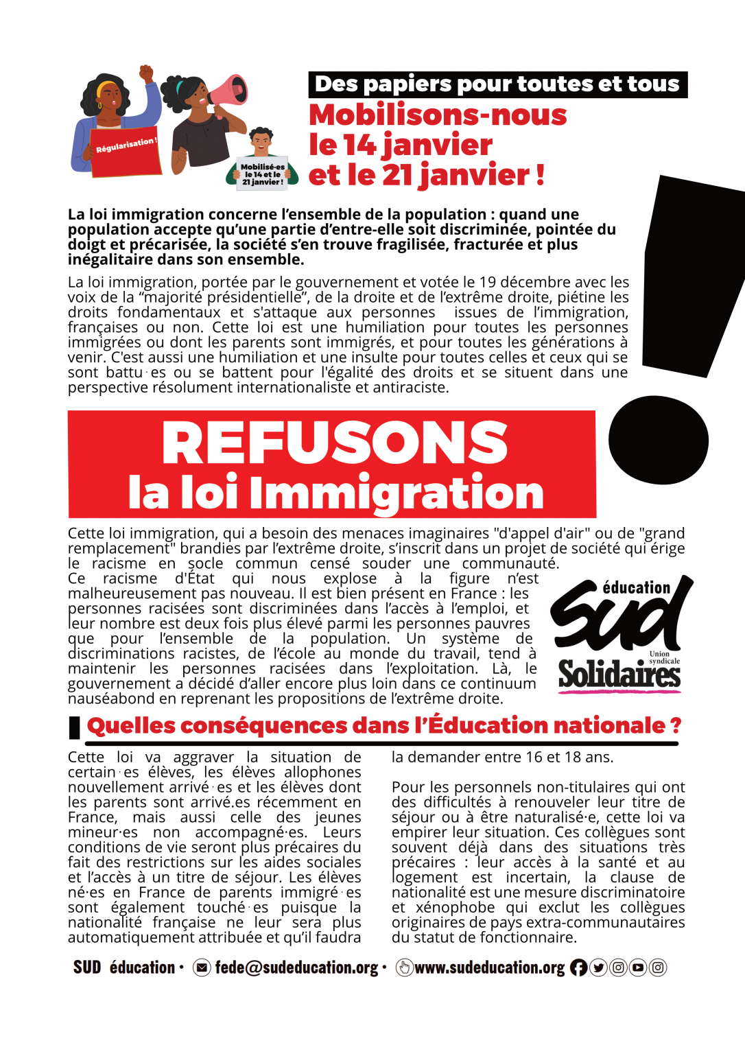 Refusons La Loi Immigration ! - SUD éducation